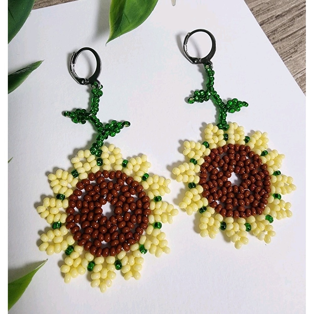 Elegant Women's Beaded Yellow Color Earrings,Jewelry